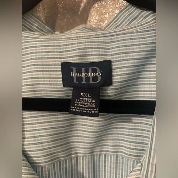 Harbor Bay Men's Green Striped Button Down Shirt - Picture 4 of 4